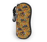 Custodia morbida per occhiali da sole con moschettone, ultra leggera, in neoprene, con cerniera, custodia portatile per occhiali da vista per le donne, Teschio di zucchero messicano e gatti neri di