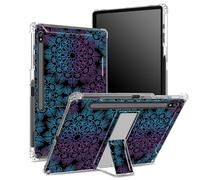 Custodia morbida per Samsung Galaxy Tab S8 Plus 2022/S7 FE 2021/S7 Plus 2020 da 12,4 pollici con portapenne, retro trasparente con mandala viola blu, copertura di protezione angolare con cavalletto