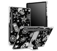 Custodia morbida per Samsung Galaxy Tab S8 Plus 2022/S7 FE 2021/S7 Plus 2020 da 12,4 pollici con portapenne, retro trasparente con teschi punk bianchi, copertura di protezione angolare con cavalletto