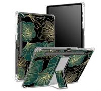 Custodia morbida per Samsung Galaxy Tab S8 Plus 2022/S7 FE 2021/S7 Plus 2020 da 12,4 pollici con portapenne, retro trasparente con foglia d'arte, copertura di protezione angolare con cavalletto rigido