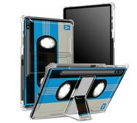 Custodia morbida per Samsung Galaxy Tab S8 Plus 2022/S7 FE 2021/S7 Plus 2020 da 12,4 pollici con portapenne, retro trasparente con cassetta blu, copertura di protezione angolare con cavalletto rigido