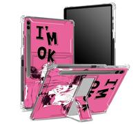 Custodia morbida per Samsung Galaxy Tab S9 FE Plus 12,4" 2023 SM-X610/X616B/X618U, con supporto per penna, retro trasparente con I'm OK Pink Cow, copertura di protezione angolare con cavalletto rigido