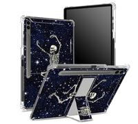 Custodia morbida per Samsung Galaxy Tab S9 FE Plus 12,4" 2023 SM-X610/X616B/X618U, custodia morbida con portapenne, retro trasparente con scheletro di teschio danzante, copertura di protezione