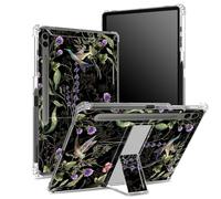 Custodia morbida per Samsung Galaxy Tab S9 FE Plus 12,4" 2023 SM-X610/X616B/X618U, custodia morbida con portapenne, retro trasparente con colibrì di fiori selvatici, copertura di protezione angolare