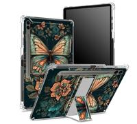 Custodia morbida per Samsung Galaxy Tab S9 FE Plus 12,4" 2023 SM-X610/X616B/X618U, custodia morbida con portapenne, retro trasparente con farfalle e fiori, copertura di protezione angolare con