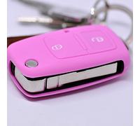 Custodia morbida protettiva Cover Chiave auto compatibile con VW Golf Polo Fox EOS Jetta SEAT Skoda 2 pulsanti fino al 2009 Chiave pieghevole rosa