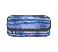 Custodia multifunzione con stampa di onde sull'oceano, ideale per studenti, professionisti e viaggiatori, Nero , Taglia unica, Astuccio per trucchi