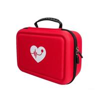 Custodia multifunzione per misuratori di pressione sanguigna e glucosio nel sangue, design EVA antiurto impermeabile con scomparti regolabili per uso di emergenza e esterno (rosso)