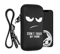 kwmobile Custodia in Neoprene con Zip per Smartphone - Portacellulare a Tracolla - Porta Cellulare da Collo Universale - Cover Borsa Telefono Don't touch my phone