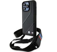 Custodia nera a righe in carbonio BMW M Edition per iPhone 15 Pro