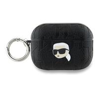 Custodia nera AirPods Pro 2 Karl Lagerfeld con monogramma e testa di Karl