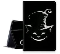 Custodia nera con cappello da strega per iPad 9a/8a/7a generazione 10,2" 2021/2020/2019, custodia pieghevole in pelle PU antiurto con funzione di accensione/spegnimento automatico per iPad da 10,2