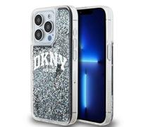 Custodia nera con logo grande e glitter liquido DKNY per iPhone 13 Pro