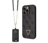 Custodia nera Guess Crossbody per iPhone 14 Pro 4G con logo in metallo.