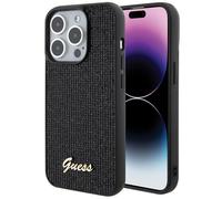 Custodia nera Guess Disco Metal Script per iPhone 15 Pro