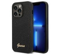 Custodia nera Guess Glitter Script per iPhone 14 Pro