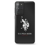 Custodia nera lucida con grande logo US Polo per Samsung Galaxy S21 Ultra.