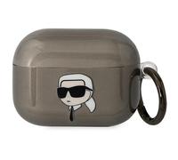 Custodia nera per AirPods Pro con la testa di Karl Lagerfeld