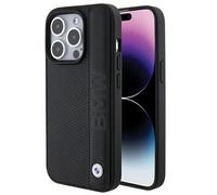 Custodia nera testurizzata in pelle BMW per iPhone 15 Pro