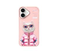 Custodia Nimmy Friends Beauty White Cool & Cute 3D Ricamata Rosa per iPhone 16