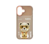 Custodia Nimmy Friends Brown Bear Ricamata 3D Marrone per iPhone 16