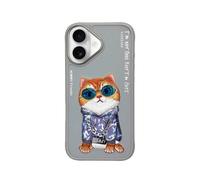 Custodia Nimmy Friends Little Hipster Man Grigia Ricamata 3D per iPhone 16