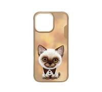 Custodia Nimmy Friends Ricamata 3D Marrone Gatto Siamese per iPhone 16 Pro