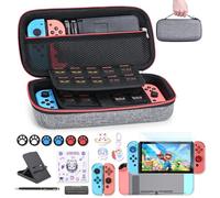 Custodia NS Switch- innoAura Accessoires pour NS Switch 18 In 1 Con Custodia Switch Per Il Trasporto, Custodia Switch Per Gioco, Protezione Switch Per Schermo, Supporto Per Switch,Thumb Grips (Grigio)