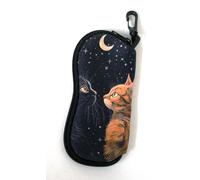 Custodia Occhiali In Neoprene Semi Rigid0 Nera Con Gatti E Luna Nuova