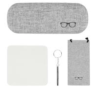Custodia Occhiali Rigida, Portatili Conservazione Degli Occhiali, Astuccio per Occhiali da Viaggio, Scatola per Occhiali Antigraffio con Panno per la Pulizia Cacciavite per Donna Uomo (Grigio)