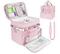 Custodia organizer per accessori da cucito con tracolla, borsa portaoggetti a doppio strato con 2 tasche staccabili per accessori e forniture da cucito, grande scatola da cucito da viaggio per