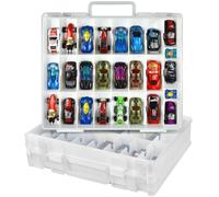Custodia organizer per auto giocattolo compatibile con Hot Wheels/per auto Matchbox. Contenitore per il trasporto per bambole LOL Surprise, per Shopkins con 48 scomparti su entrambi i lati, bianco