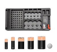 Custodia organizer per batterie, scatola portatile a 116 scomparti e supporto di grande capacità con slot per tester, contenitore per batterie di diverse dimensioni per celle AA, AAA, C, D, 9 V
