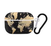Custodia organizer per cuffie con mappa del mondo con moschettone e clip per auricolari per AirPod Pro 2, accessori con portachiavi