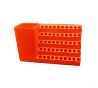 Custodia organizer per punte a vite a 50 fori con manico (50 fori) | Design a 20 scomparti, corpo in plastica arancione, resistente all'usura, previene la perdita di punte