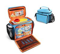 Custodia organizer portatile compatibile con Little Tikes Story Dream Machine Starter Set, borsa per giocattoli in tessuto Oxford, con tracolla, maniglia, tasche laterali in rete (blu e arancione)