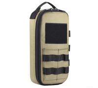 Custodia organizer tattica resistente con cerniera bifacciale, chiusura a coulisse e compatibilità MOLLE, offrendo più scomparti per GPS, torcia e mappe