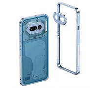 Custodia paraurti in alluminio con ippocampo in metallo, compatibile con Nothing Phone 4a / 4a Pro, telaio ultra sottile a dissipazione del calore, custodia protettiva sottile al tatto in metallo (blu