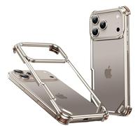 Custodia paraurti per iPhone 17 Pro, in alluminio sottile, design sottile, senza retro, compatibile con MagSafe, airbag a 4 angoli antiurto, titanio naturale