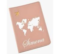 Custodia Passaporto in Similpelle Personalizzabile con nome o sigle- Porta documenti da Viaggio - Protezione Elegante, Rosa - Regalo viaggiatori, Amico, Amica, Fratello, Sorella