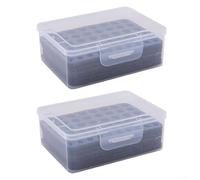 Custodia per 24 batterie AA e 30 AAA, resistente agli urti con materiale PP a prova di umidità, supporto compatto da viaggio per casa, ufficio, campeggio, confezione da 2 (trasparente)