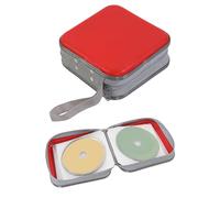 Custodia per 48 CD/DVD, in plastica, per auto, casa, ufficio, viaggi (rosso)