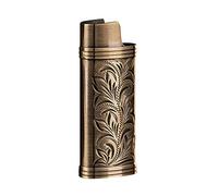 Custodia per accendini marrone, vintage, per mini accendini BIC, in lega di zinco, riutilizzabile, vintage, creativo, con incisione creativa, 2,3 pollici x 0,9 pollici x 0,5 pollici