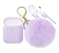 Custodia per Airpod, custodia in silicone con portachiavi a forma di palla di pelo
