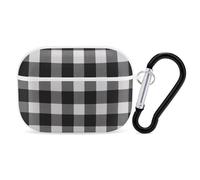 Custodia per AirPod Pro a quadri bianchi e neri, cover rigida in policarbonato antigraffio con portachiavi, accessorio per AirPod Pro 2°/1° custodia per donne e uomini, stile bianco