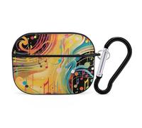 Custodia per AirPod Pro a tema musica astratta, cover rigida antigraffio in PC con portachiavi, accessorio per AirPod Pro 2°/1° custodia per donne e uomini, stile nero