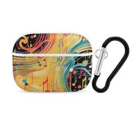 Custodia per AirPod Pro a tema musica astratta, cover rigida antigraffio in PC con portachiavi, accessorio per AirPod Pro 2°/1° custodia per donne e uomini, stile bianco