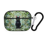 Custodia per AirPod Pro Black Cat, cover rigida antigraffio in policarbonato con portachiavi, accessorio per AirPod Pro 2°/1° custodia per donne e uomini, stile nero