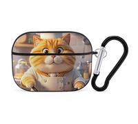 Custodia per AirPod Pro Cat Chef, cover rigida antigraffio in policarbonato con portachiavi, accessorio per AirPod Pro 2°/1° custodia per donne e uomini, stile nero