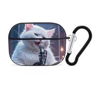 Custodia per AirPod Pro Cat Singer, cover rigida antigraffio in policarbonato con portachiavi, accessorio per AirPod Pro 2°/1° custodia per donne e uomini, stile nero